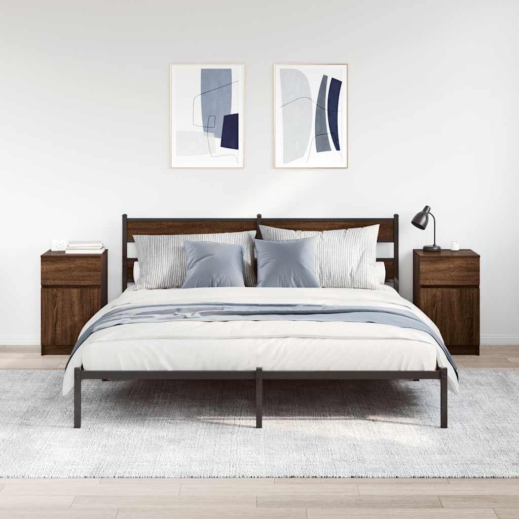 Nattbord 2 stk brun eik 39x35x65 cm konstruert tre