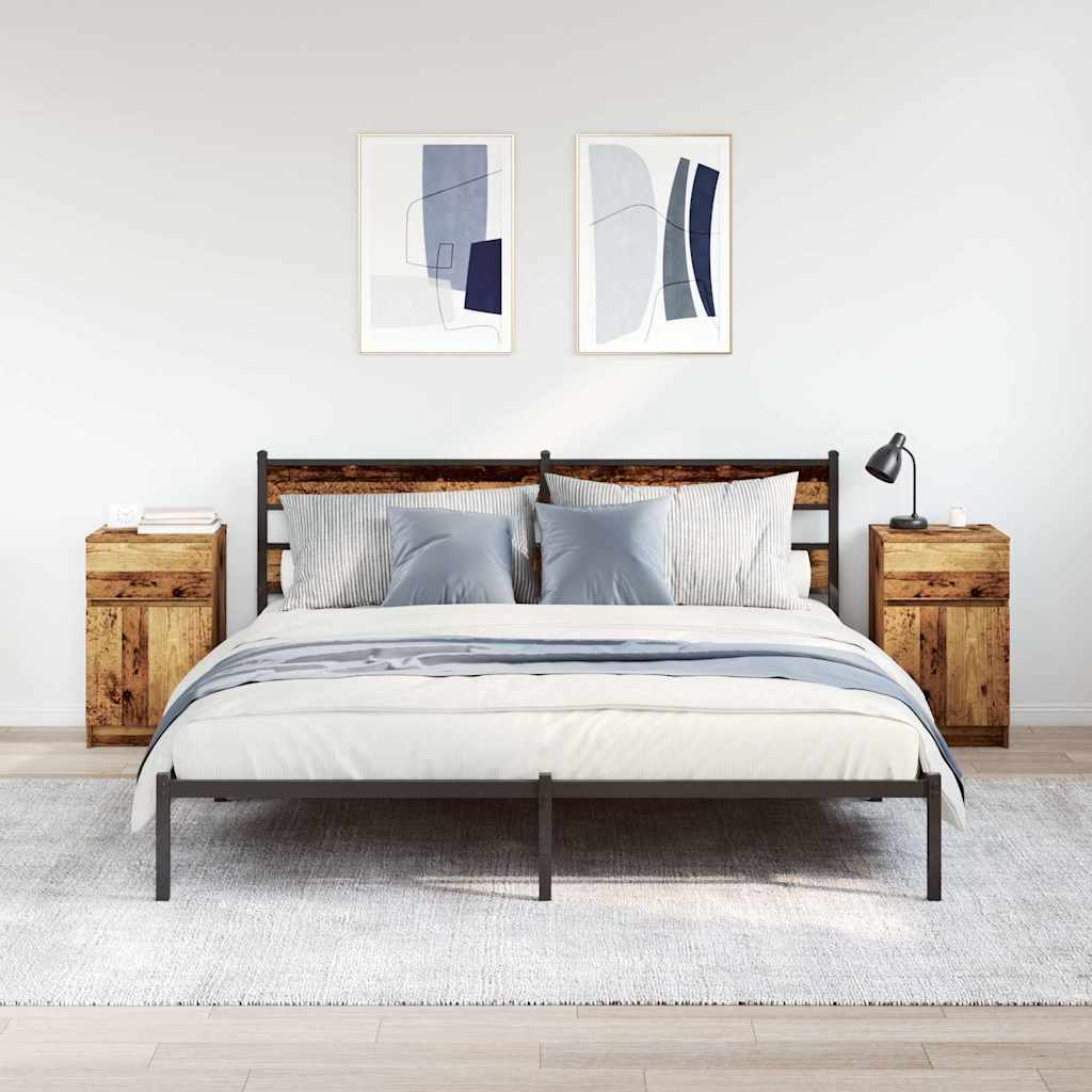 Nattbord 2 stk gammelt tre 39x35x65 cm konstruert tre