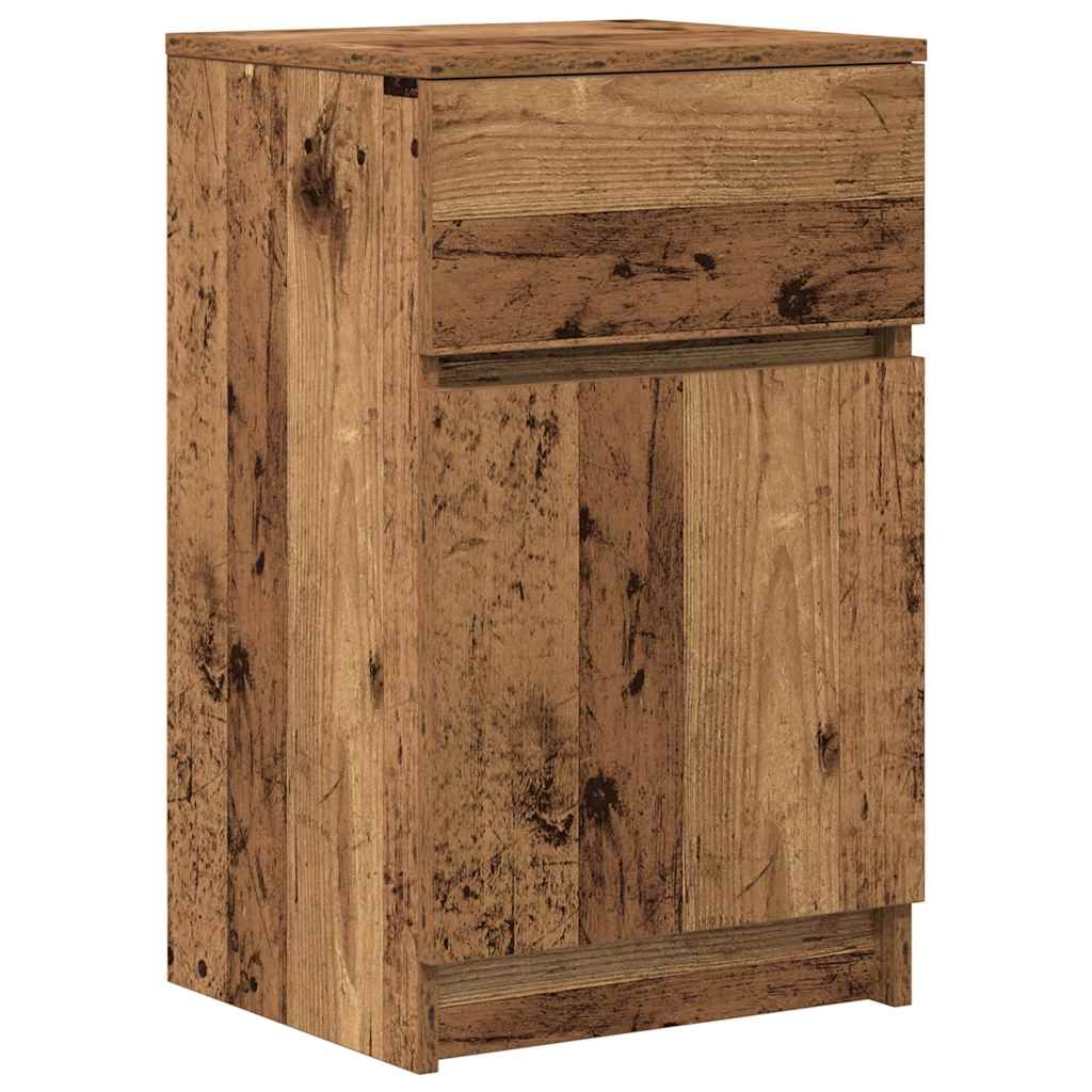 Nattbord 2 stk gammelt tre 39x35x65 cm konstruert tre