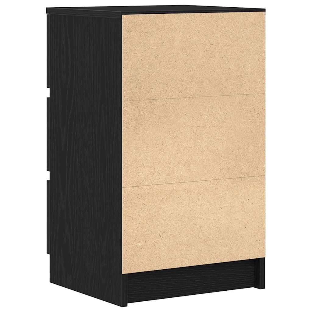 Nattskap med 3 skuffer svart 39x35x65 cm