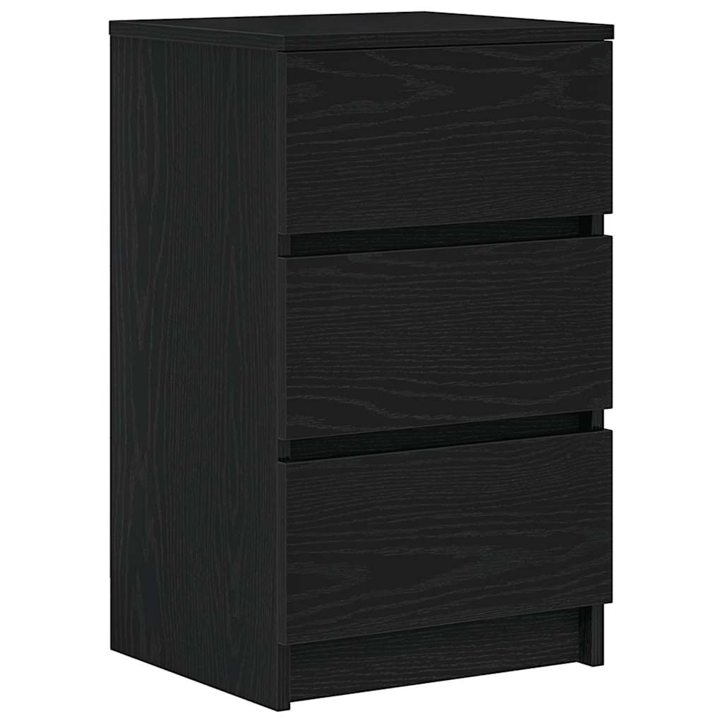 Nattskap med 3 skuffer 2 stk svart 39x35x65 cm