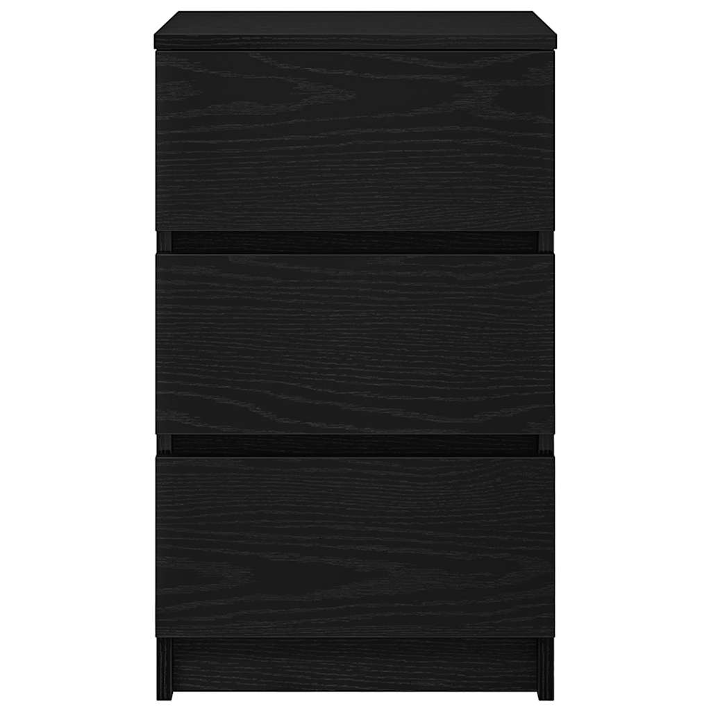 Nattskap med 3 skuffer 2 stk svart 39x35x65 cm