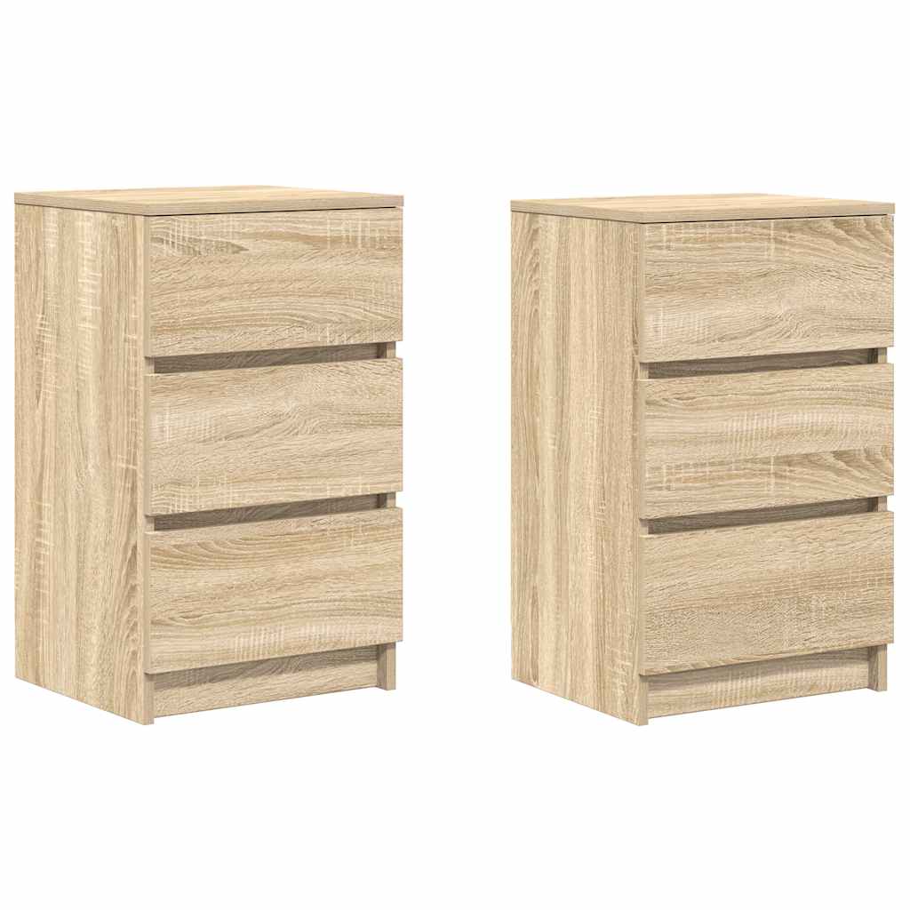 Nattskap med 3 skuffer 2 stk sonoma eik 39x35x65 cm vidaXL