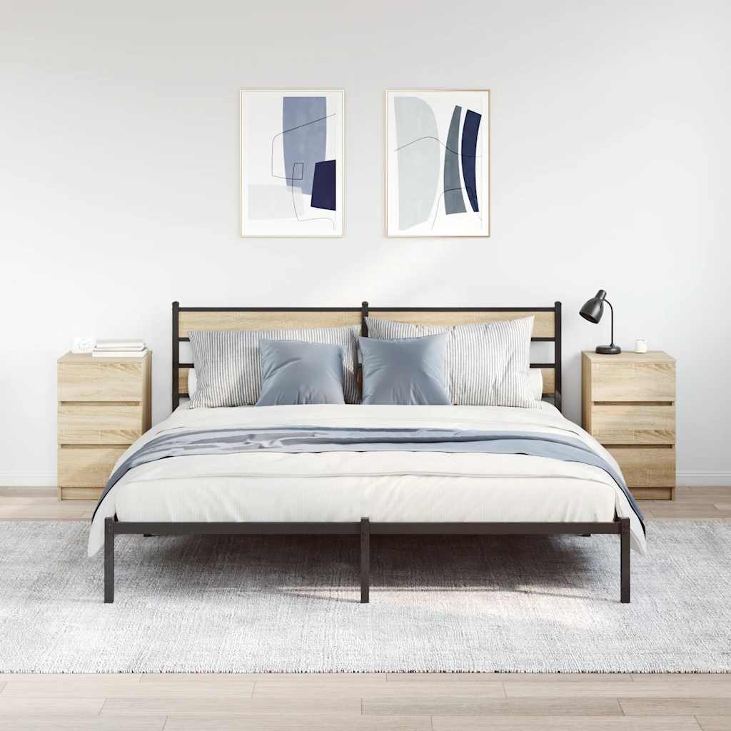 Nattskap med 3 skuffer 2 stk sonoma eik 39x35x65 cm vidaXL
