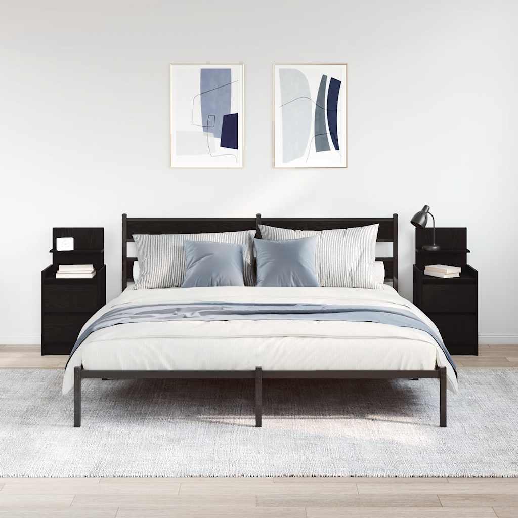Nattskap med 2 skuffer 2 stk svart 38x34x80 cm