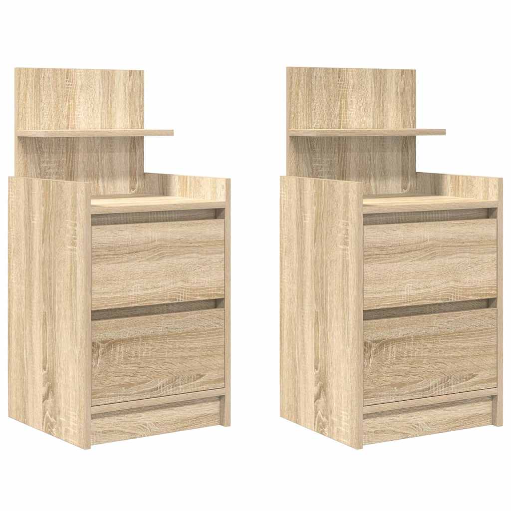 Nattskap med 2 skuffer 2 stk sonoma eik 38x34x80 cm vidaXL