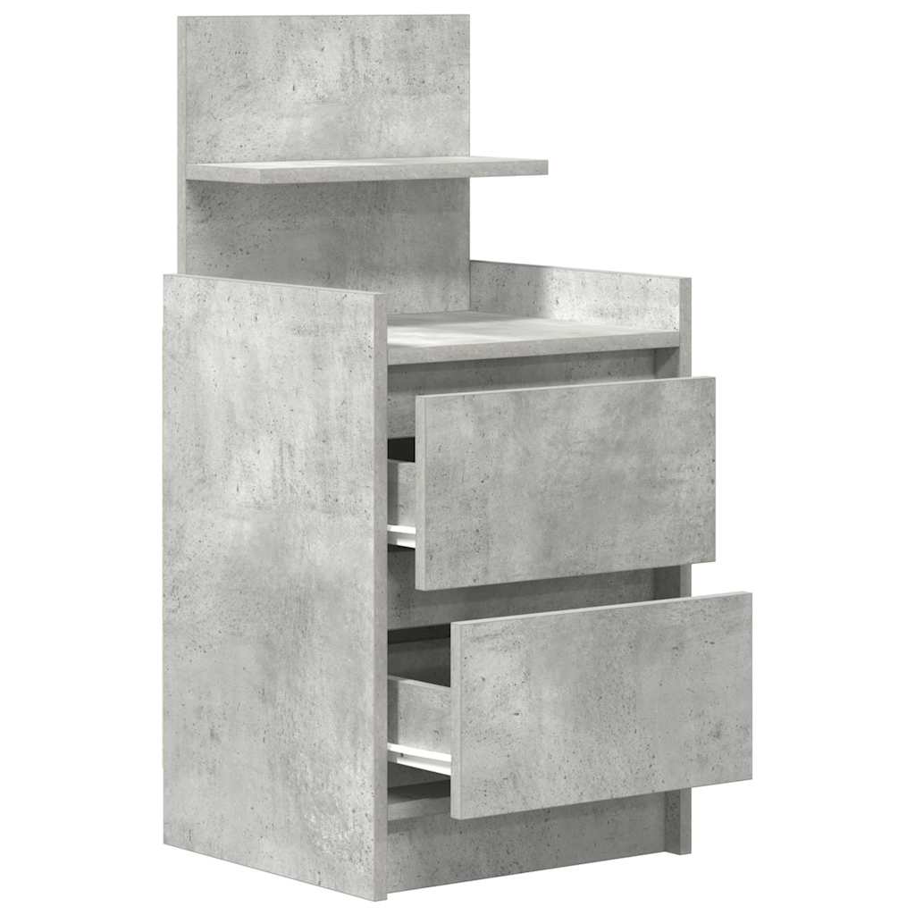 Nattskap med 2 skuffer 2 stk betonggrå 38x34x80 cm