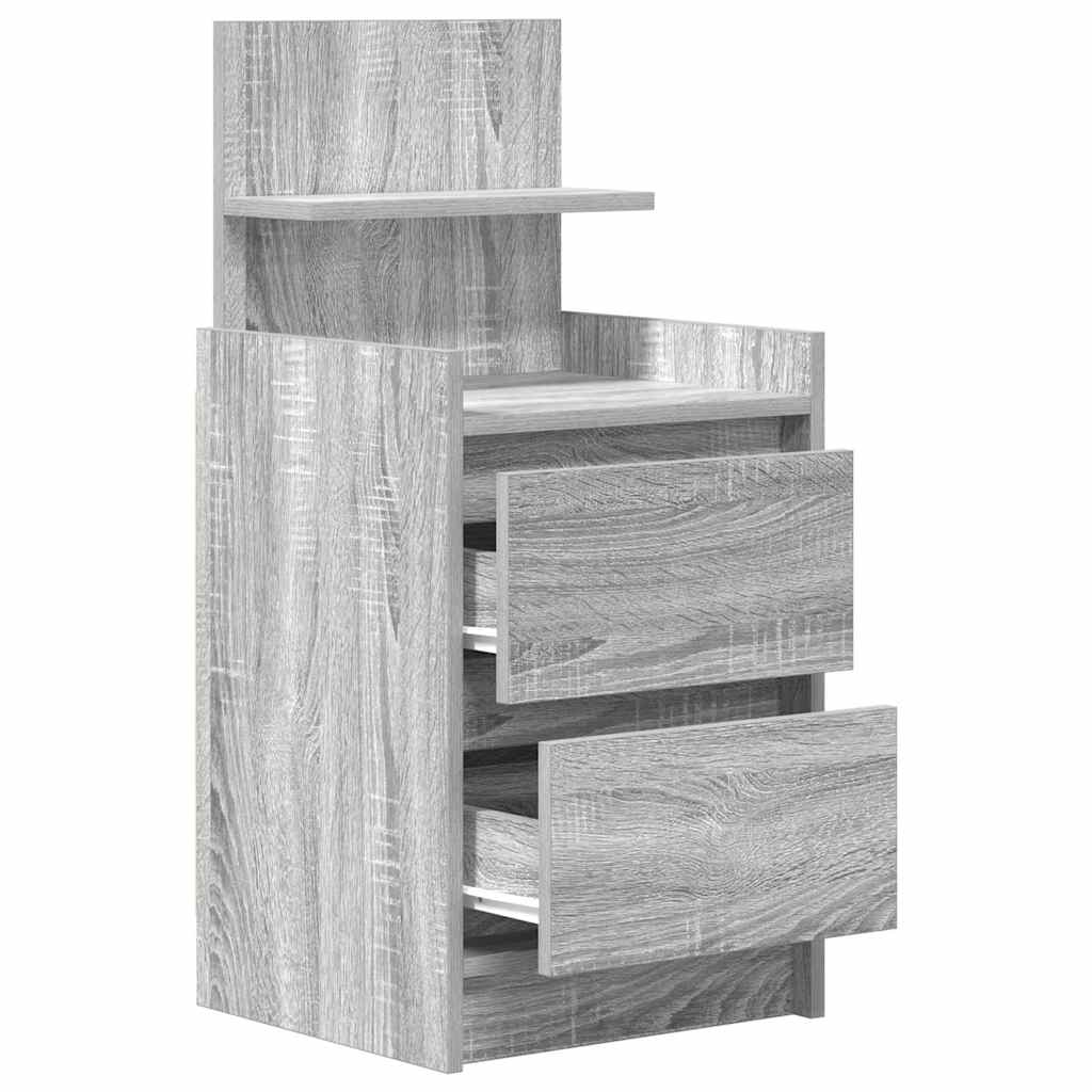 Nattskap med 2 skuffer 2 stk grå sonoma 38x34x80 cm