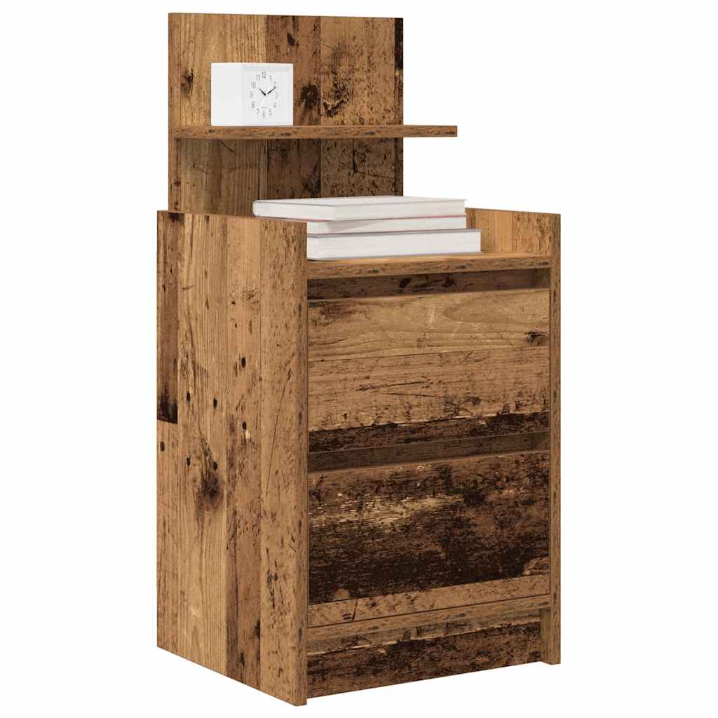 Nattbord med 2 skuffer gammelt tre 38x34x80 cm
