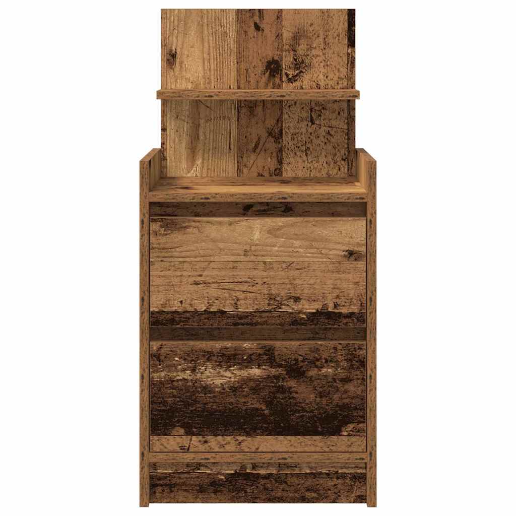 Nattbord med 2 skuffer gammelt tre 38x34x80 cm
