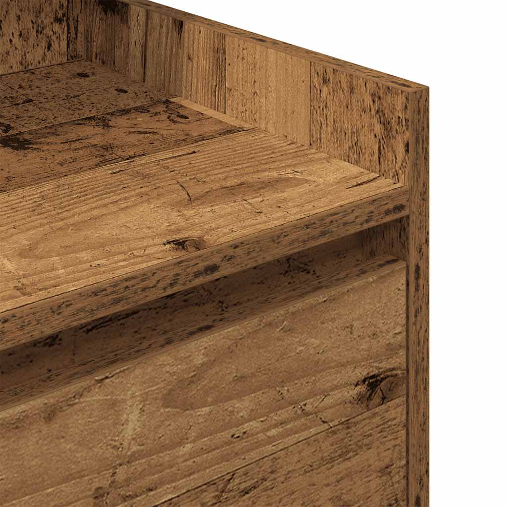 Nattbord med 2 skuffer gammelt tre 38x34x80 cm