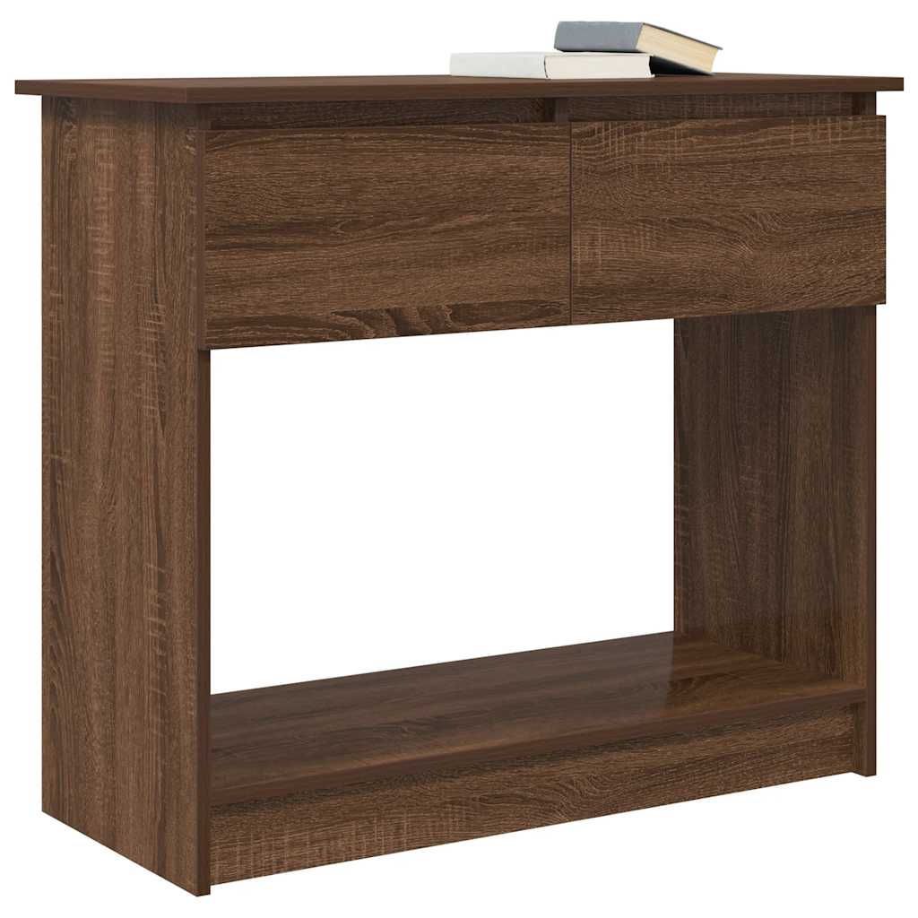 konsollbord med skuffer brun eik 85,5x38,5x74,5 cm