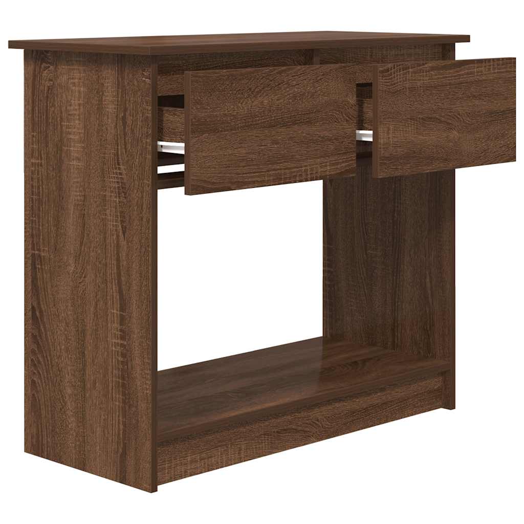konsollbord med skuffer brun eik 85,5x38,5x74,5 cm