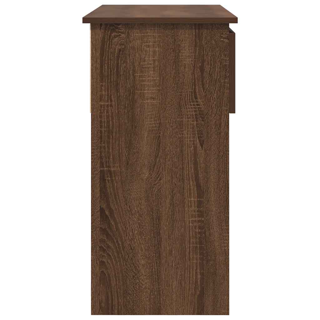 konsollbord med skuffer brun eik 85,5x38,5x74,5 cm