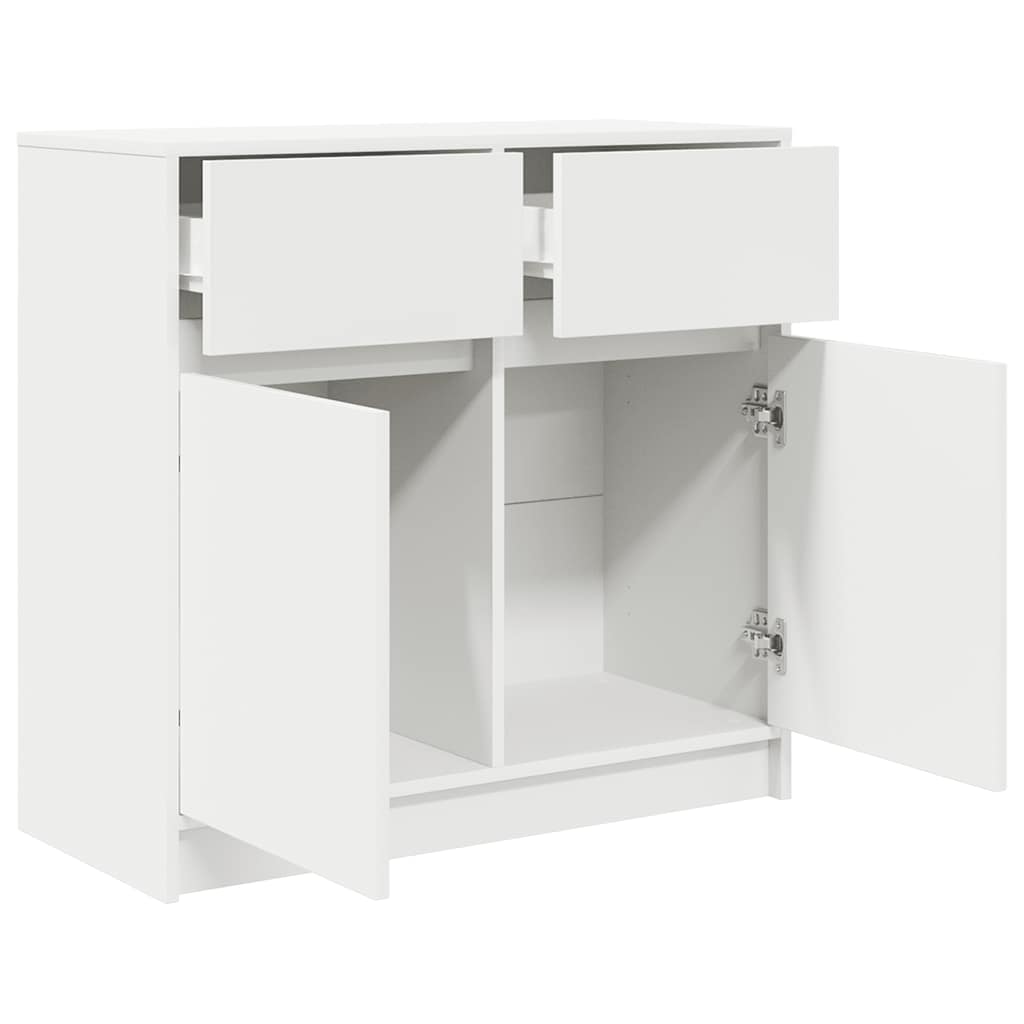 Skjenk med skuff hvit 80x34x76 cm konstruert tre