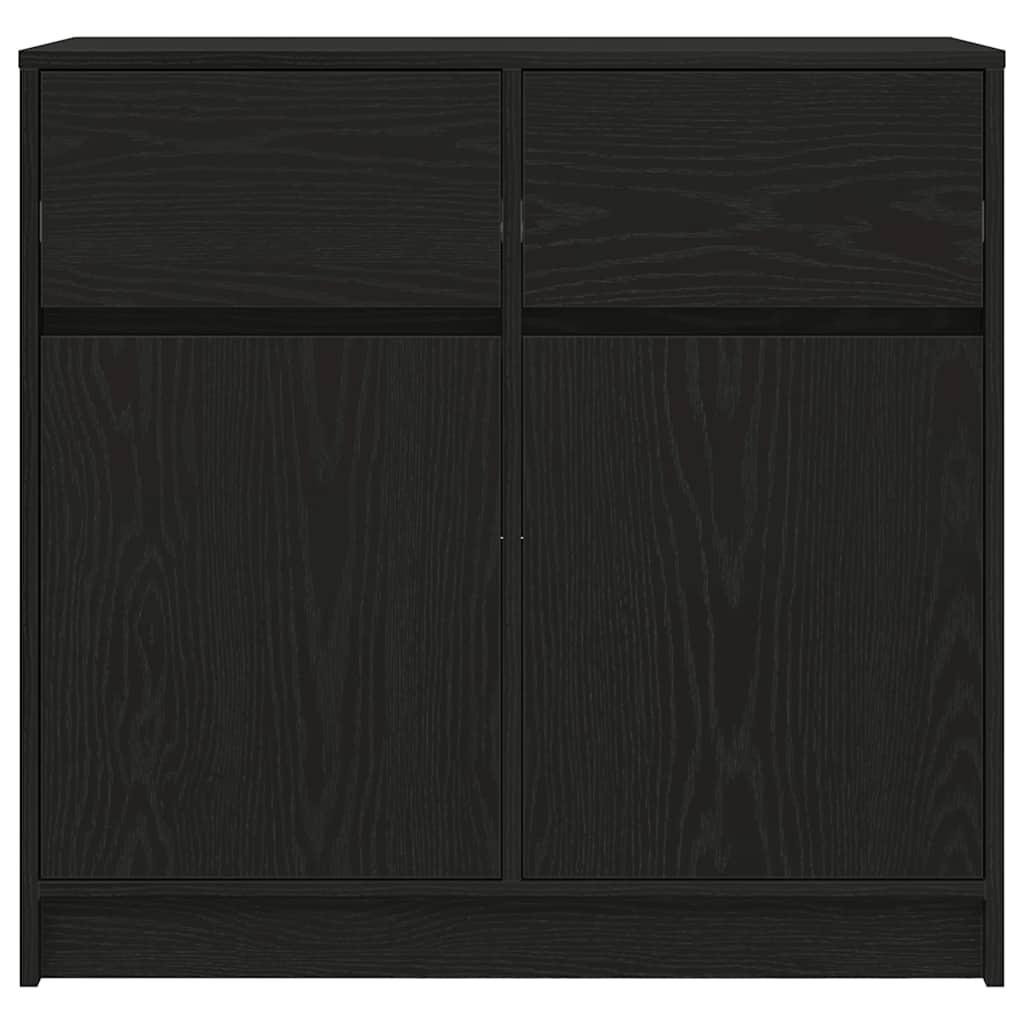 Skjenk med skuff svart eik 80x34x76 cm konstruert tre