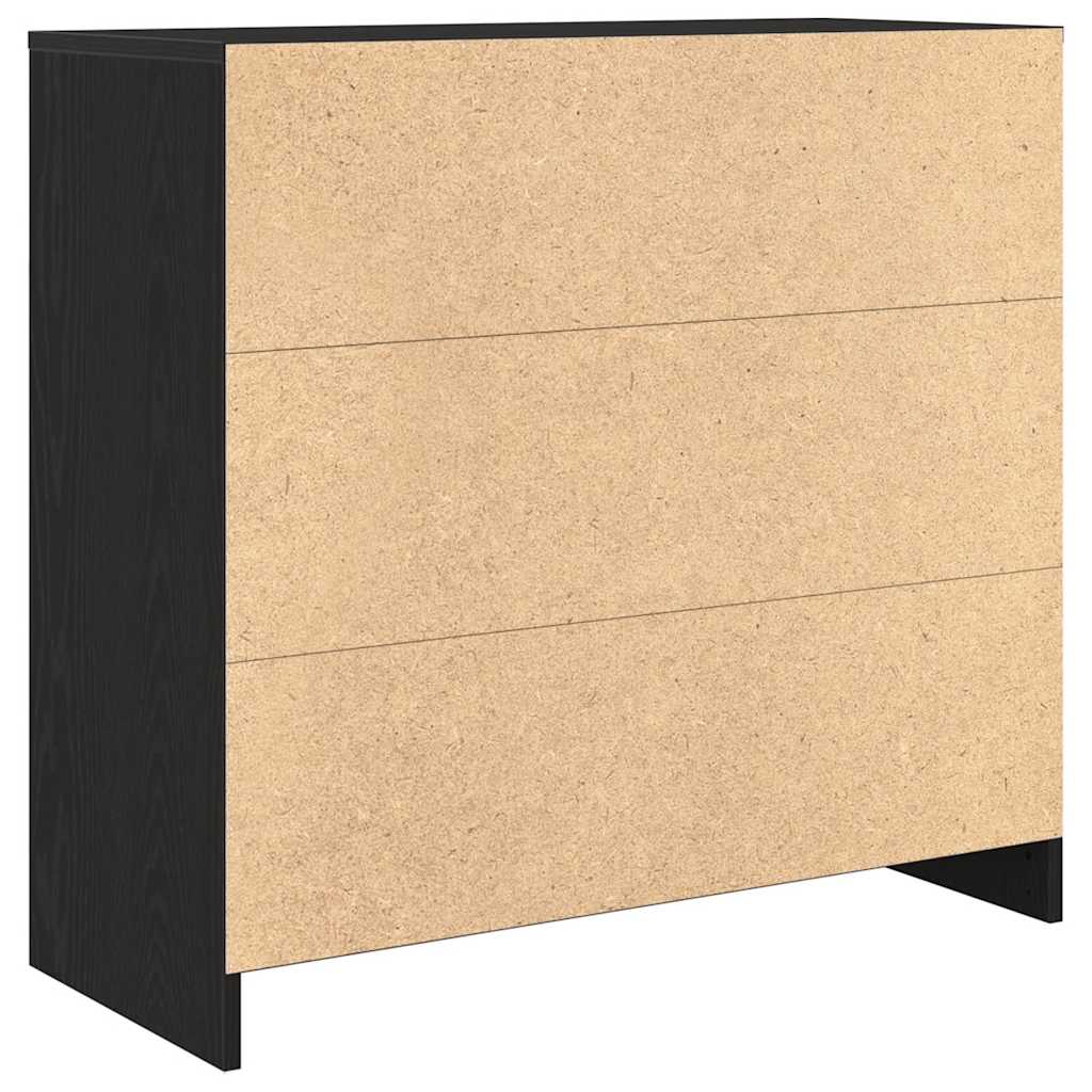 Skjenk med skuff svart eik 80x34x76 cm konstruert tre