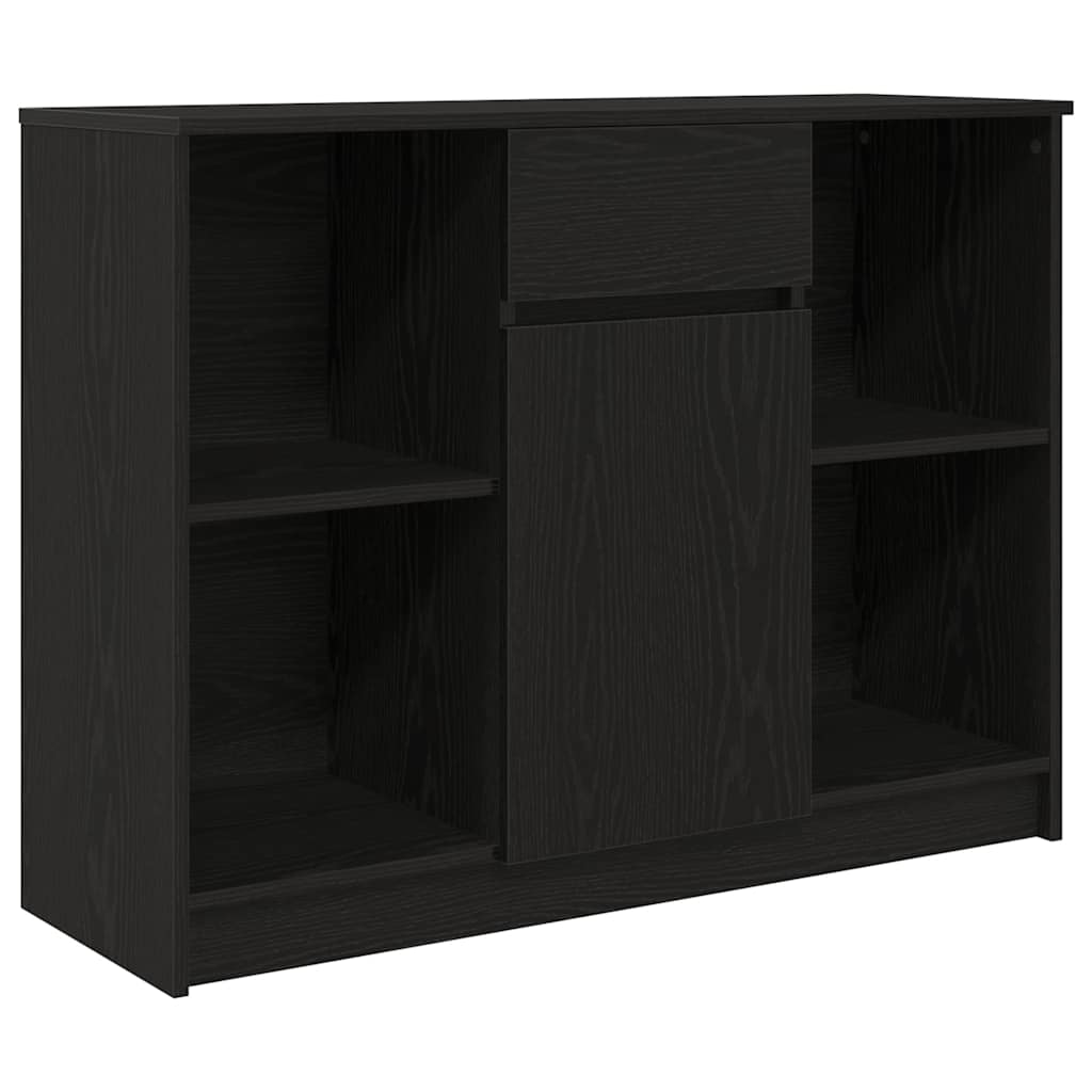 Skjenk med skuff svart eik 101x35x76 cm konstruert tre