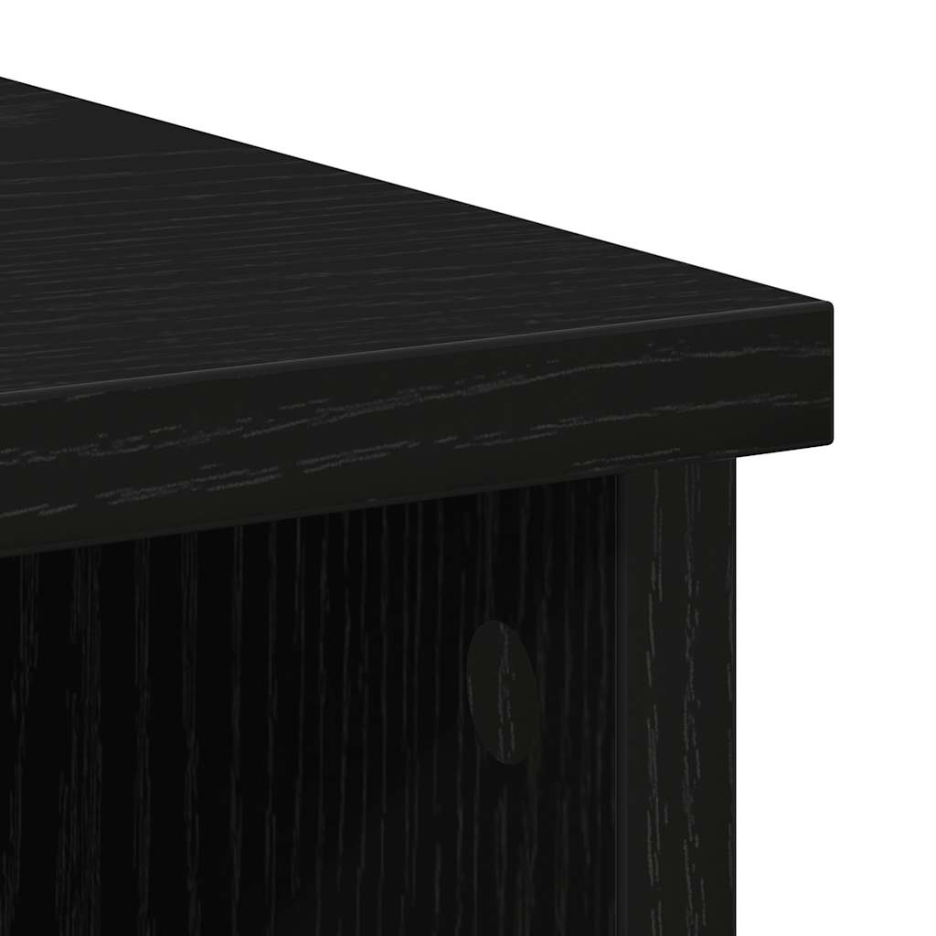 Skjenk med skuff svart eik 101x35x76 cm konstruert tre
