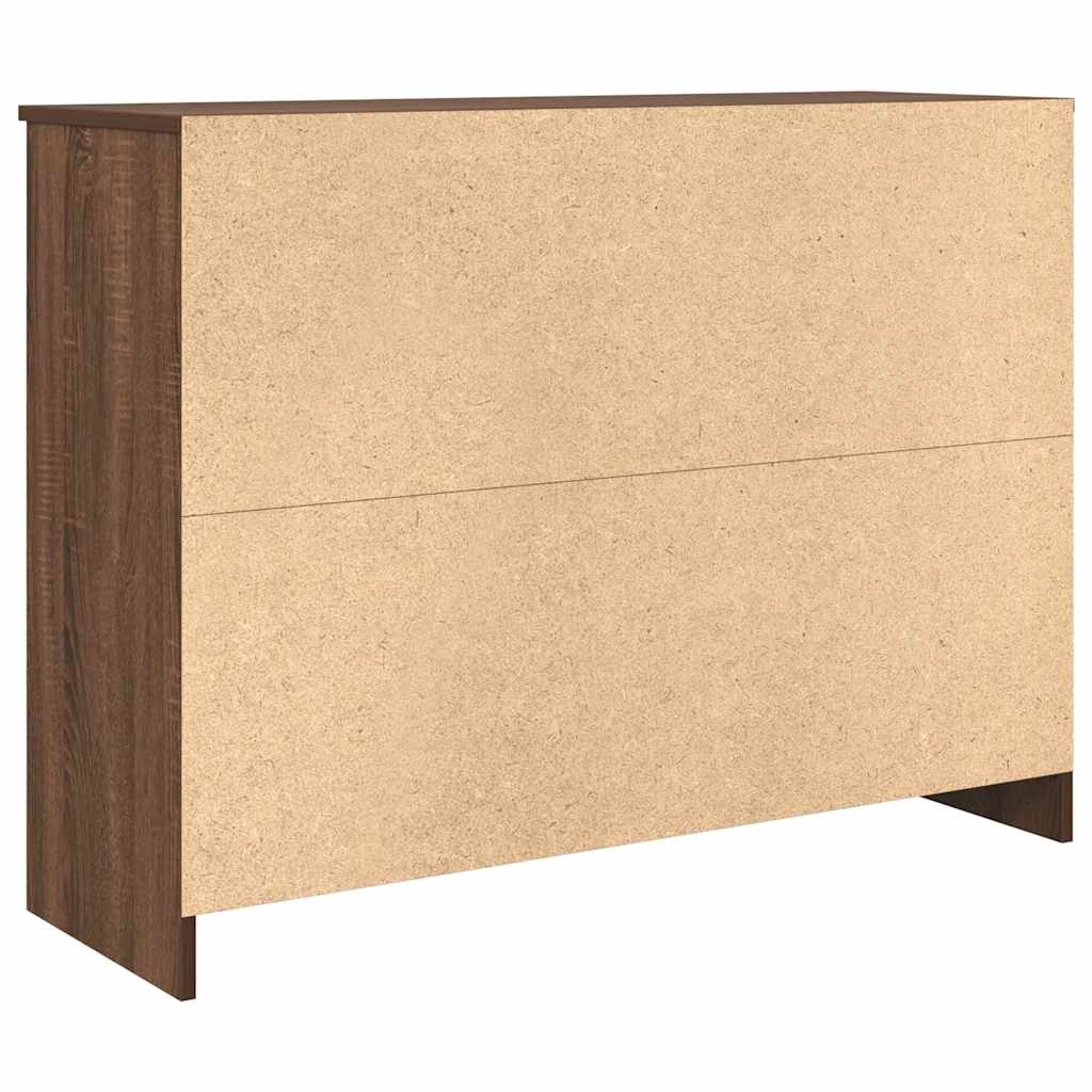 Skjenk med 6 skuffer brun eik 101x35x76 cm konstruert tre