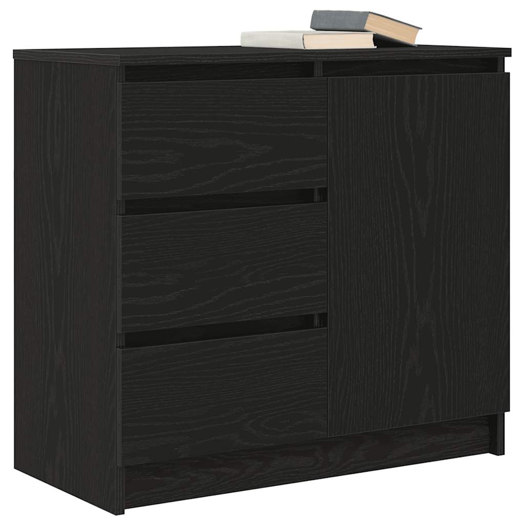 Skjenk med skuff svart eik 71x35x65 cm konstruert tre