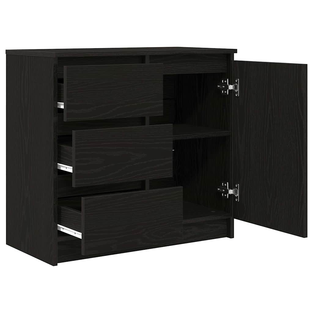 Skjenk med skuff svart eik 71x35x65 cm konstruert tre