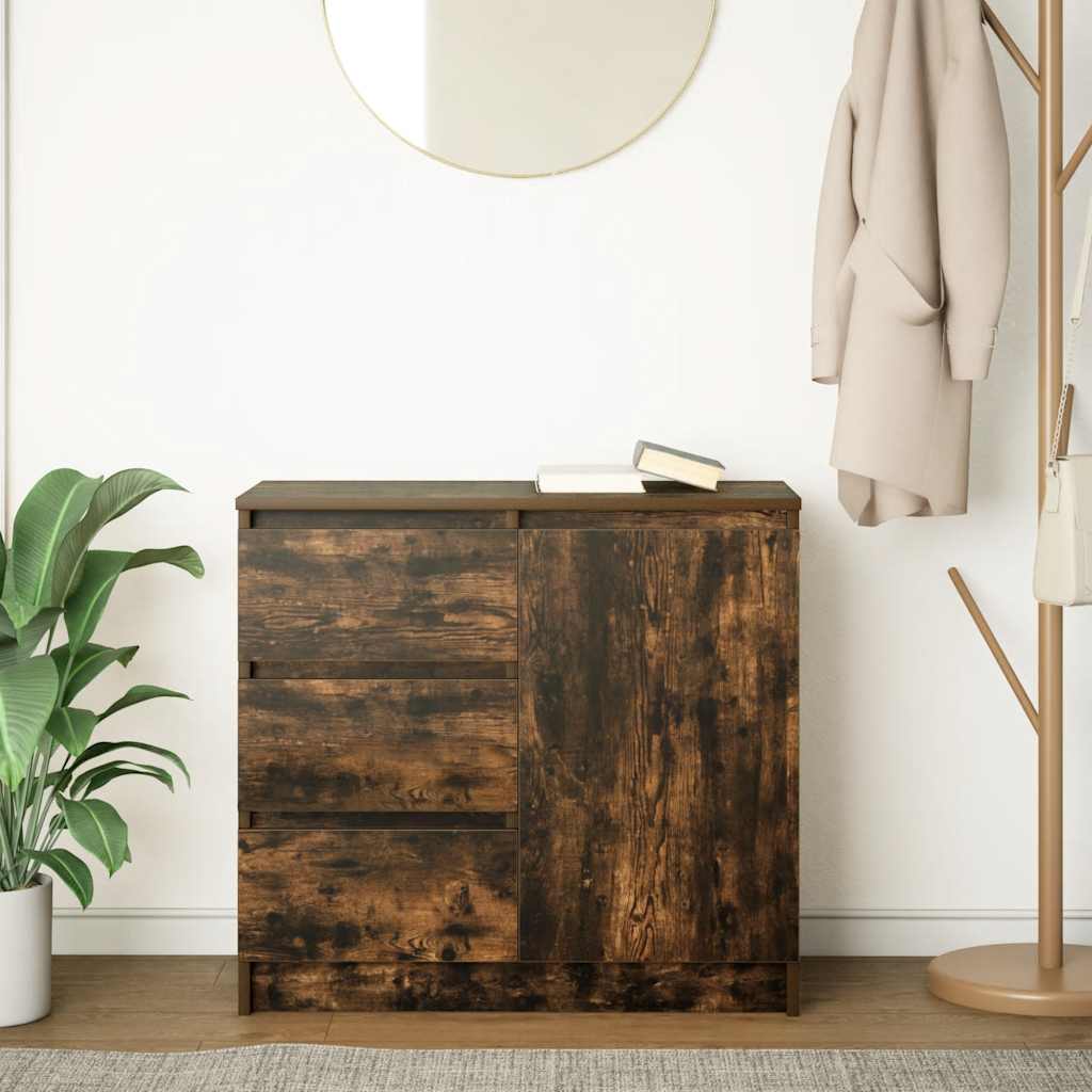 Skjenk med skuff røkt eik 71x35x65 cm konstruert tre