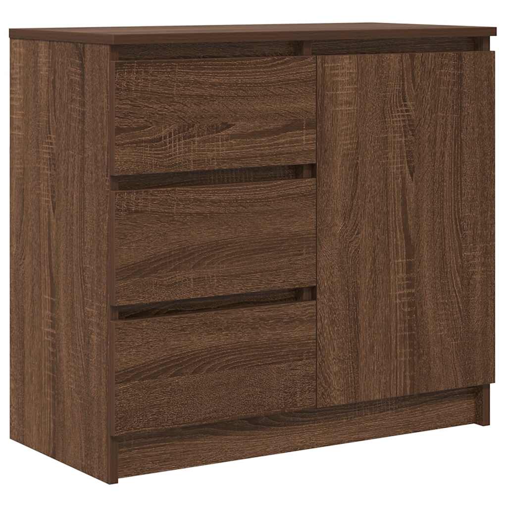 Skjenk med skuff brun eik 71x35x65 cm konstruert tre