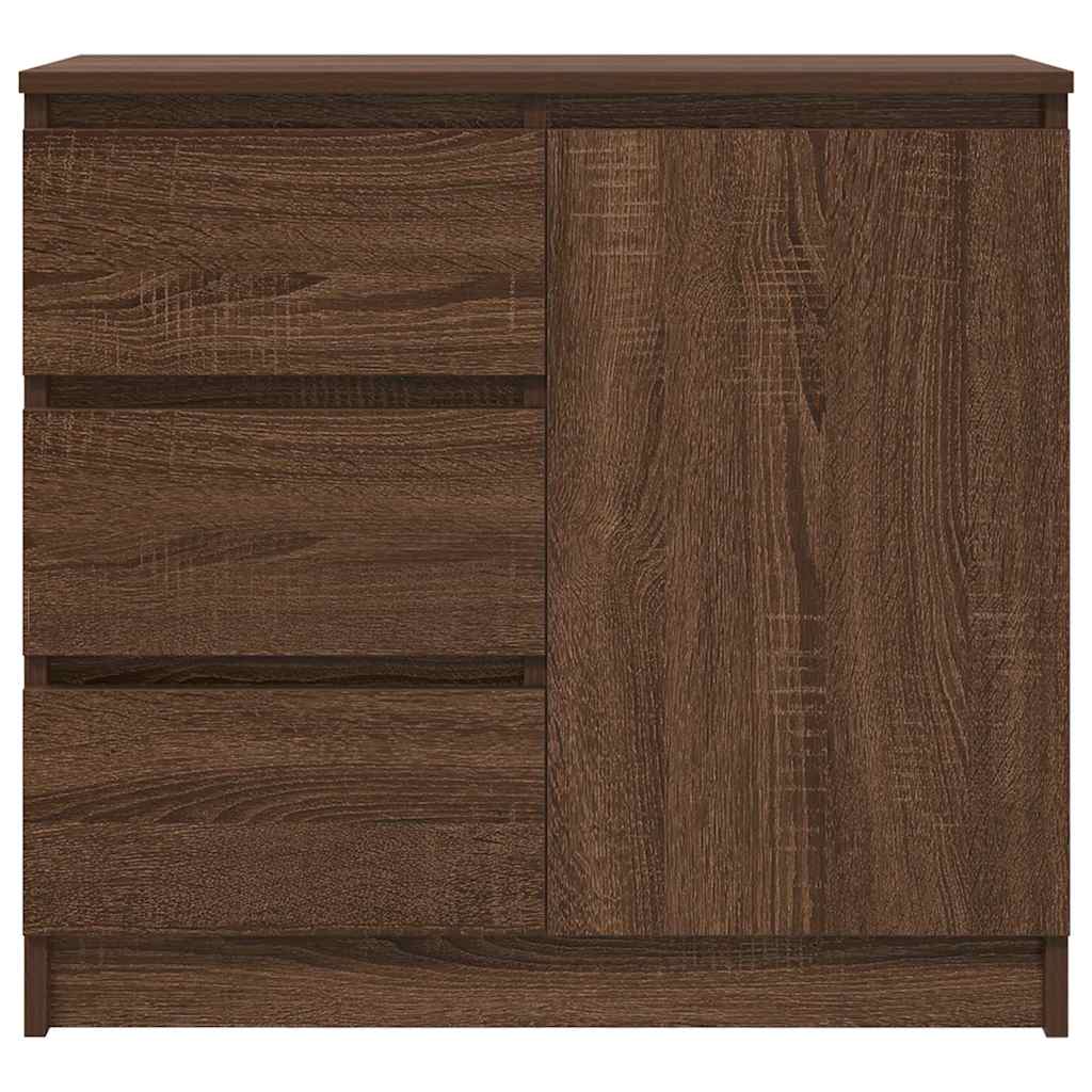 Skjenk med skuff brun eik 71x35x65 cm konstruert tre