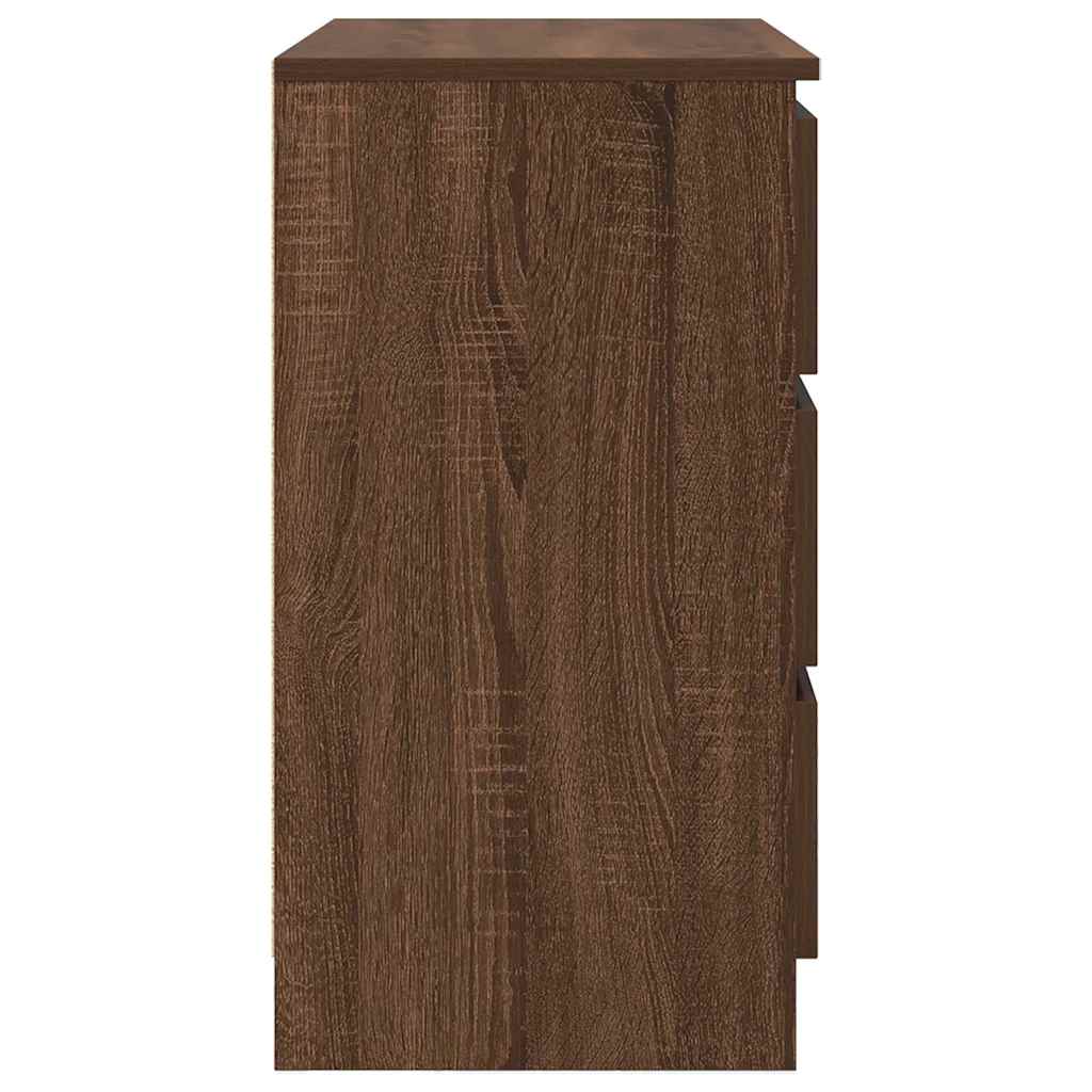 Skjenk med skuff brun eik 71x35x65 cm konstruert tre