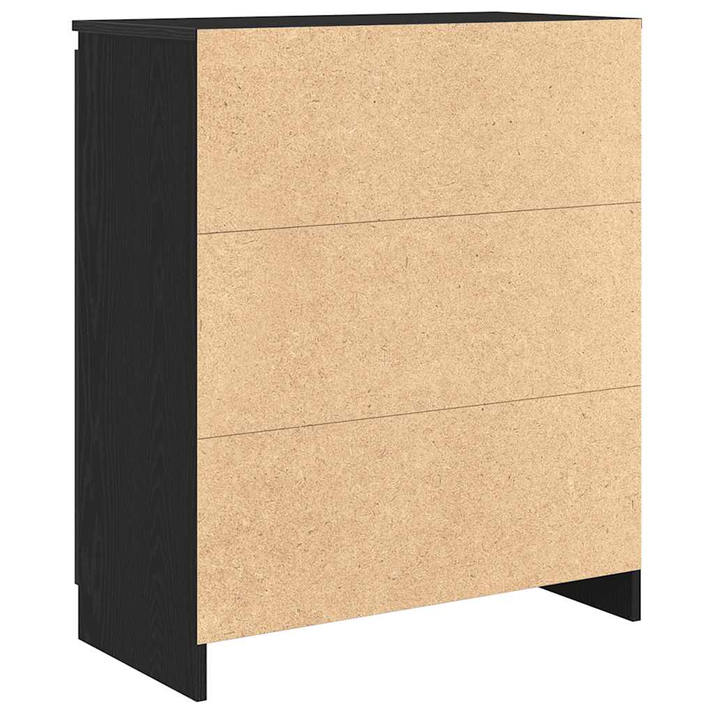 Skjenk med skuffer svart eik 71x35x84 cm konstruert tre