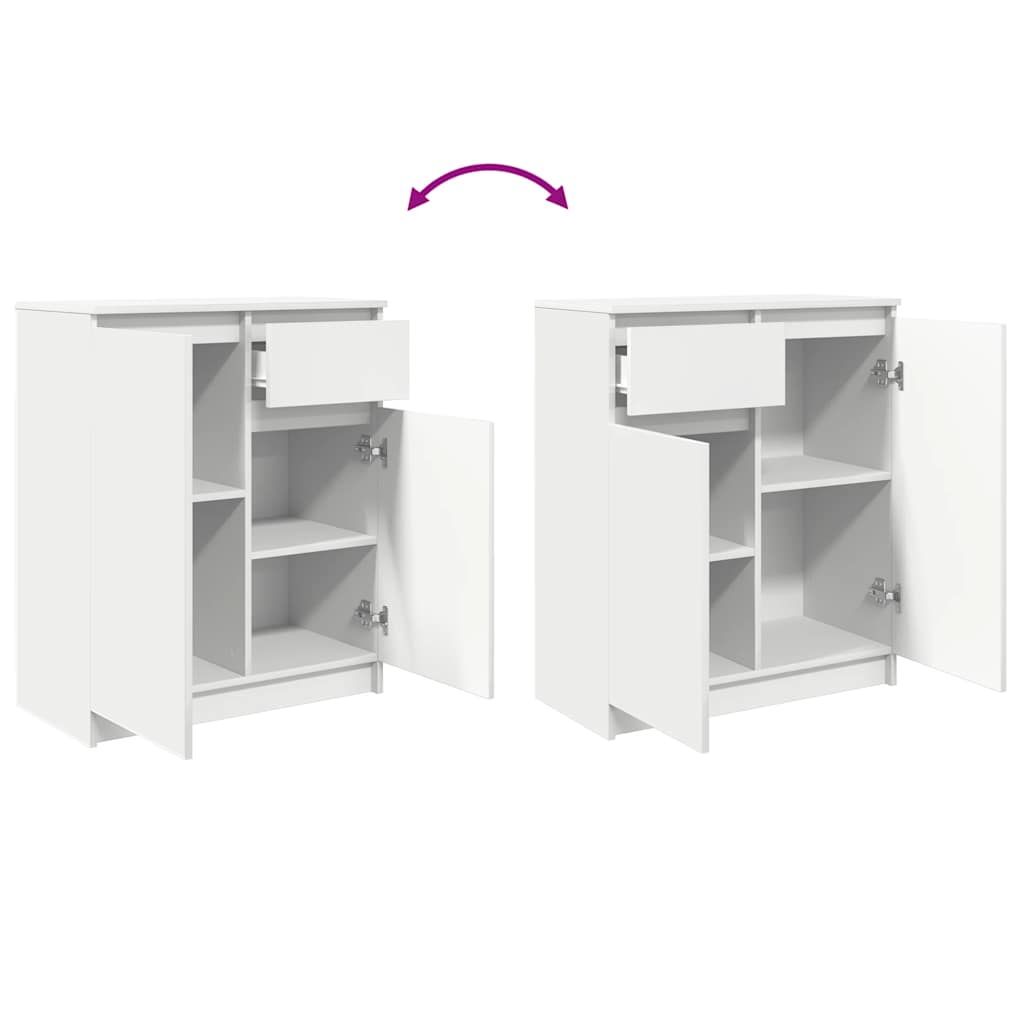 Skjenk med skuff hvit 71x35x84 cm konstruert tre