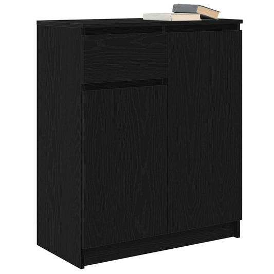 Skjenk med skuff svart eik 71x35x84 cm konstruert tre