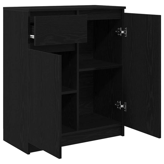 Skjenk med skuff svart eik 71x35x84 cm konstruert tre