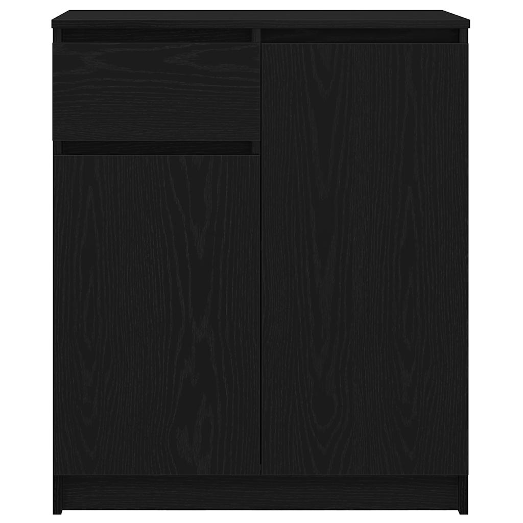 Skjenk med skuff svart eik 71x35x84 cm konstruert tre