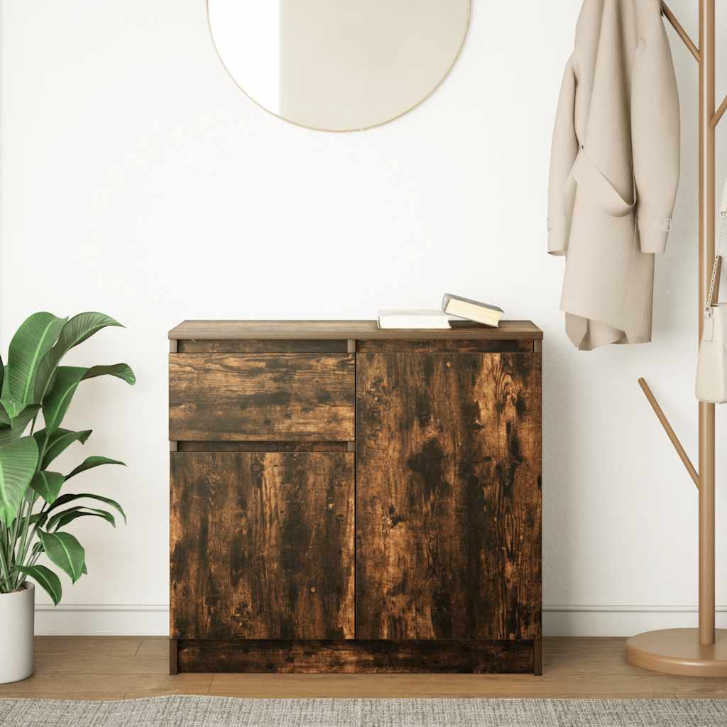 Skjenk med skuff røkt eik 71x35x65 cm konstruert tre