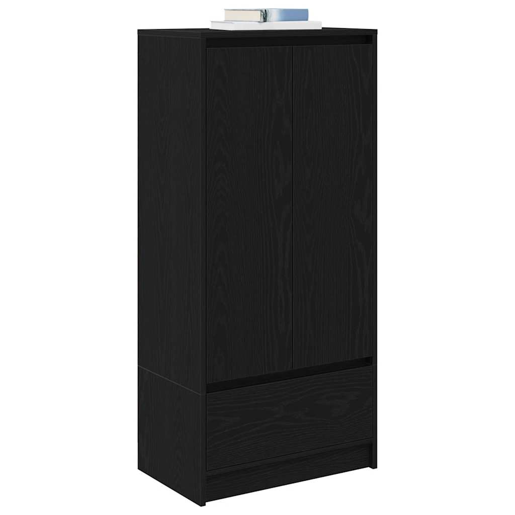 Skap med skuff sort eik 55,5x34x119,5 cm konstruert tre