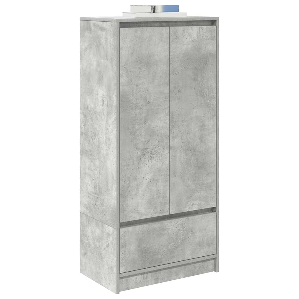 Skap med skuff betonggrå 55,5x34x119,5 cm konstruert tre