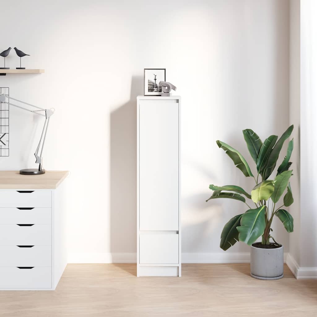 Highboard hvit 29,5x34x119,5 cm konstruert tre