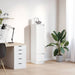 Highboard hvit 29,5x34x119,5 cm konstruert tre