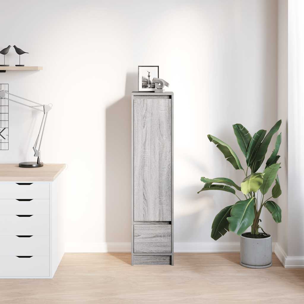 Highboard grå eik 29,5x34x119,5 cm konstruert tre