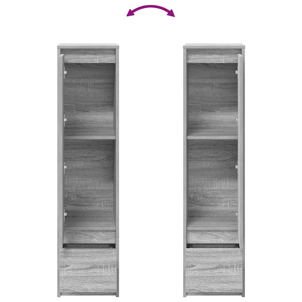 Highboard grå eik 29,5x34x119,5 cm konstruert tre