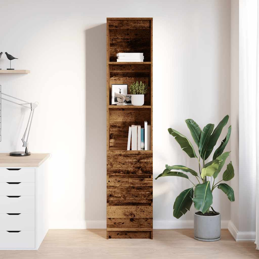 Highboard gammelt tre 37,5x35x180 cm konstruert tre