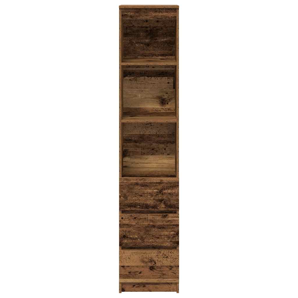Highboard gammelt tre 37,5x35x180 cm konstruert tre