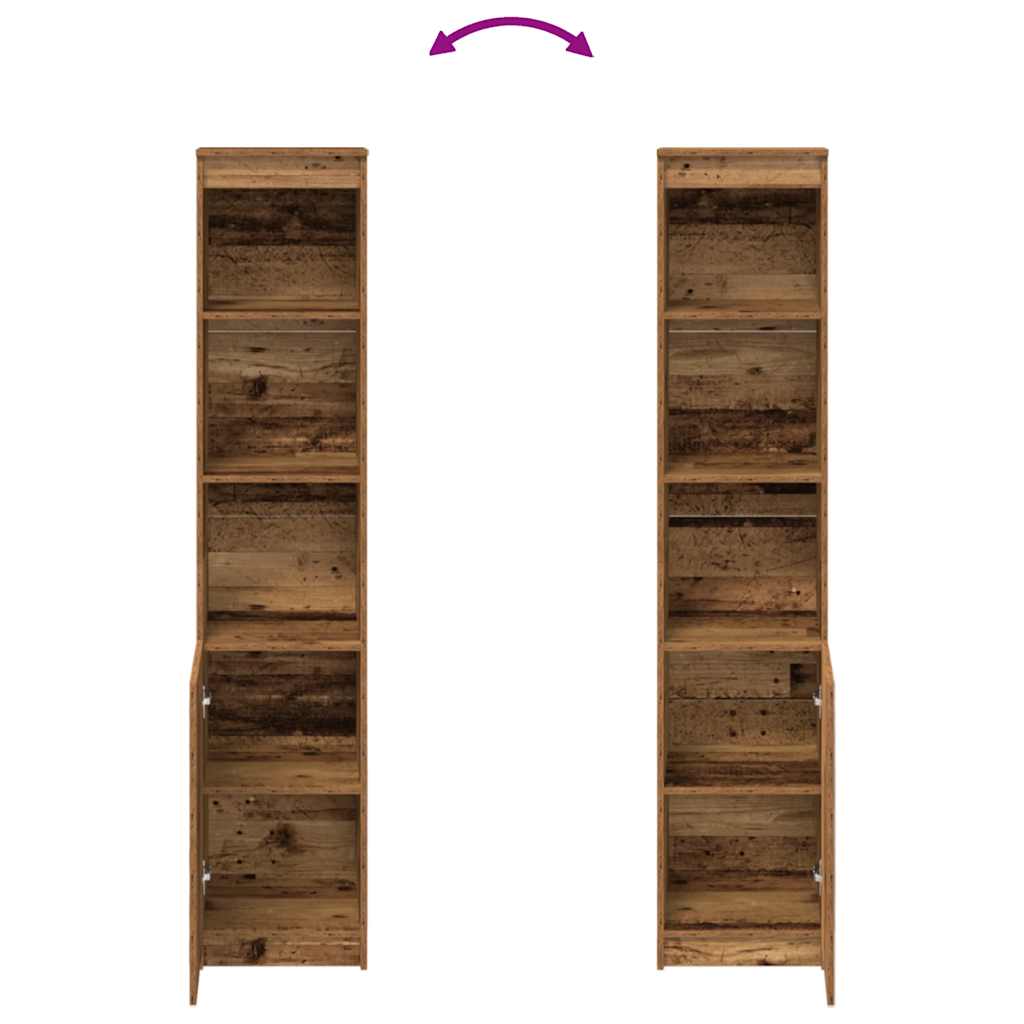 Highboard gammelt tre 37,5x35x180 cm konstruert tre