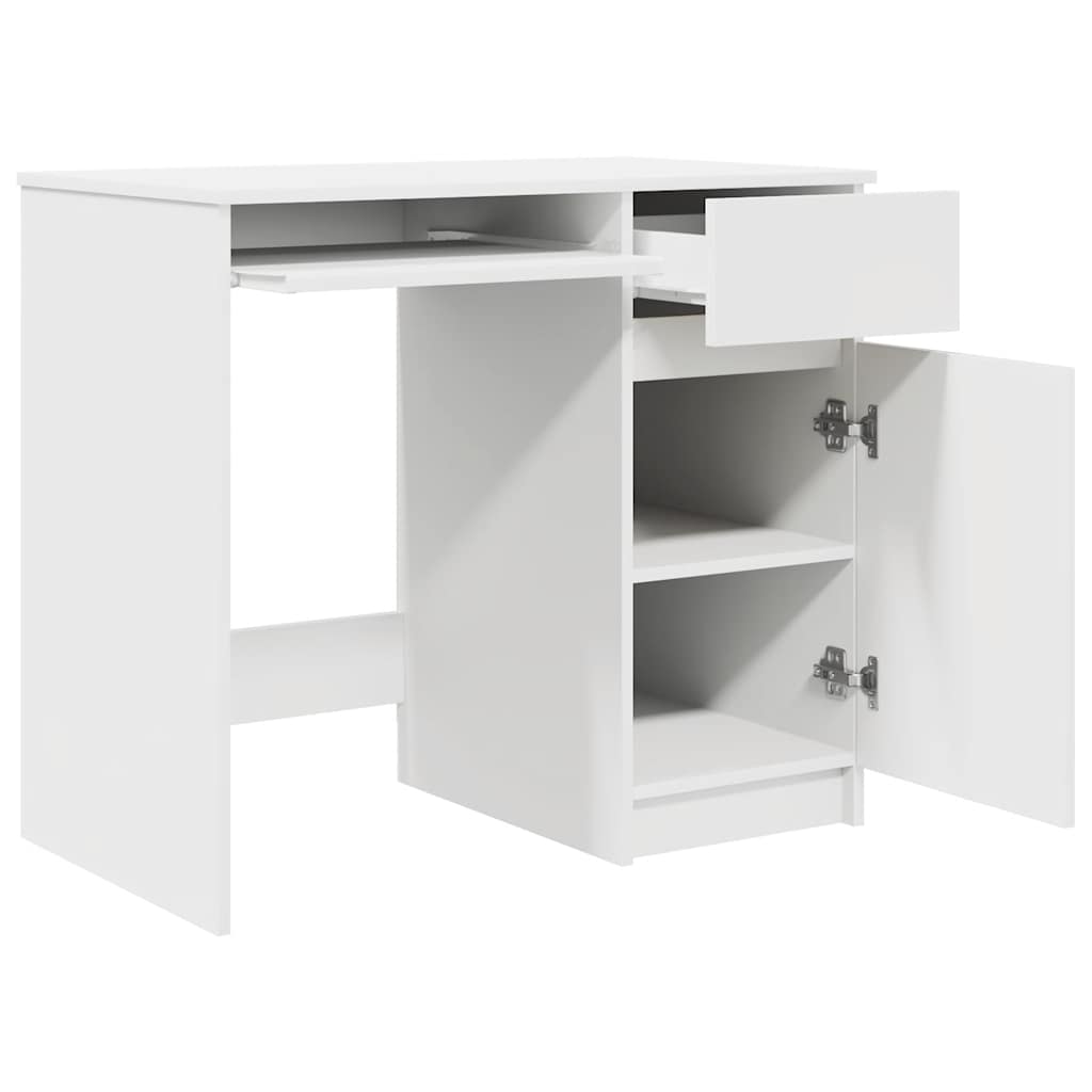 Skrivebord hvit 86x49x76 cm konstruert tre