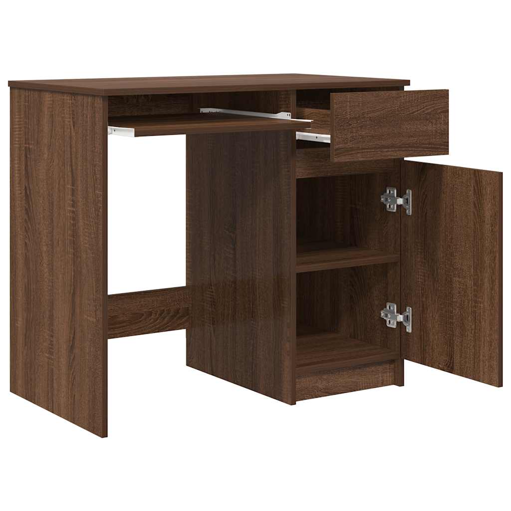 Skrivebord brun eik 86x49x76 cm konstruert tre