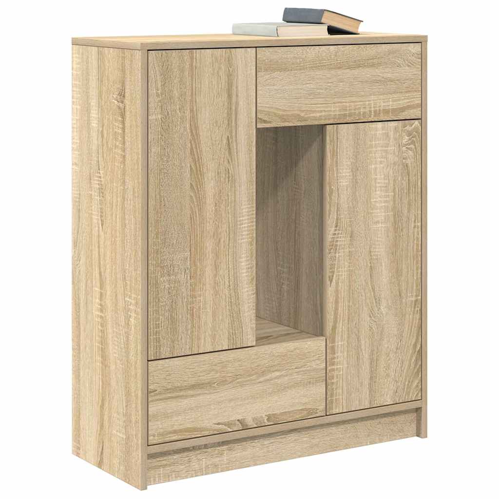 Skjenk med skuffer og dører svart eik 73x31x90 cm