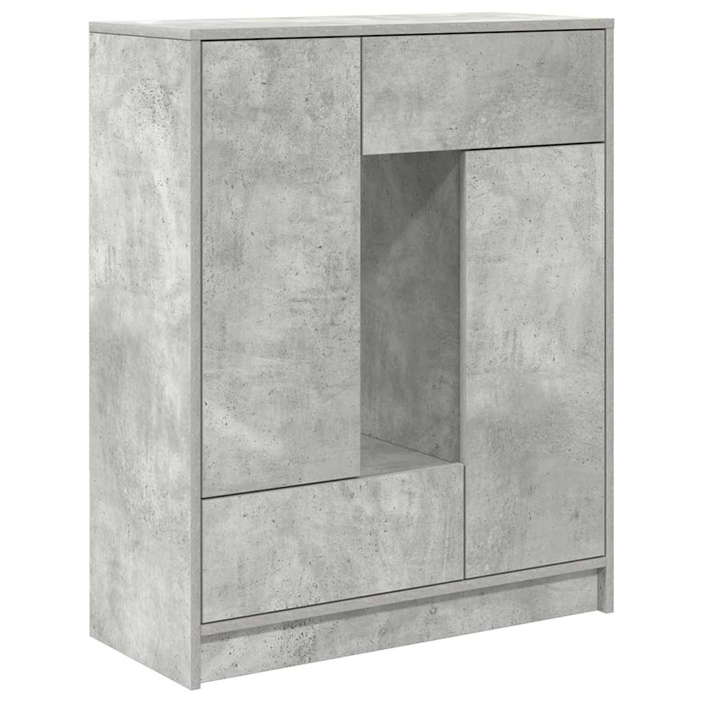 Skjenk med skuffer og dører betonggrå 73x31x90 cm