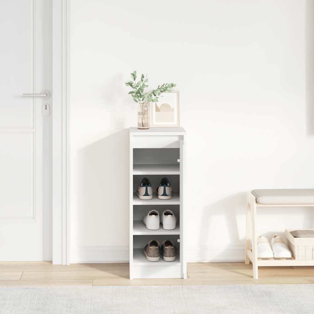 Skohylle hvit 29,5x34x76 cm konstruert tre